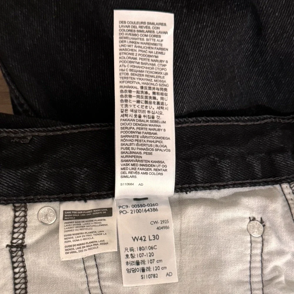 Levi's 550 Relaxed Fit Jeans Men's 42x30 Black Denim Tapered Pants Cotton